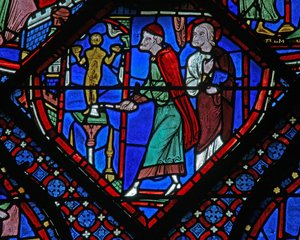 Das St. Jakobus Fenster: Almogenes (Hermogines) zerstört das Idol