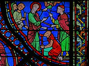 Das St. Jakobus Fenster: Heilt einen Gelähmten von French School