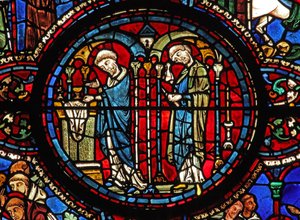 Das St. Lubin Fenster: Kommunion: Wein - bei der Eucharistie