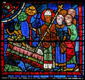 Das St. Martin Fenster: Der Heilige exorziert einen Dämon aus dem Grab