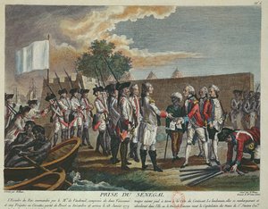 Die Eroberung von Senegal durch die Franzosen im Jahr 1779 während des Amerikanischen Unabhängigkeitskrieges, 1779 von French School