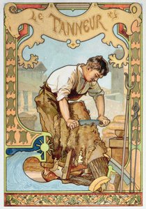 Der Gerber, Illustration aus einem Buch über Handwerke, ca. 1899 von French School