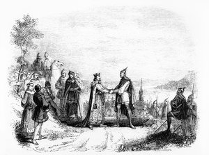 Der Vertrag von Saint Clair-sur-Epte zwischen Karl III. dem Einfältigen und Rollo dem Wikinger, 911