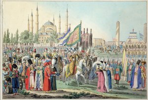 Der türkische Sultan inspiziert seine Janitscharen von French School