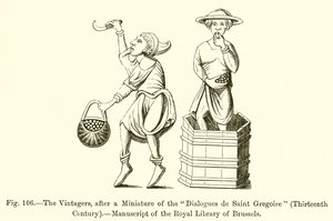 Die Weinleser, nach einer Miniatur der Dialogues de Saint Gregoire von French School