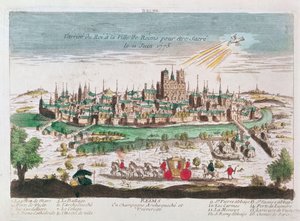 Die Ankunft von Ludwig XVI. in Reims zu seiner Krönung am 11. Juni 1775 von French School