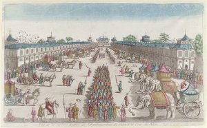 Die Ankunft der siamesischen Botschafter in der Verbotenen Stadt in Peking bei ihrem Besuch beim Kaiser von China, 2. Hälfte des 18. Jahrhunderts