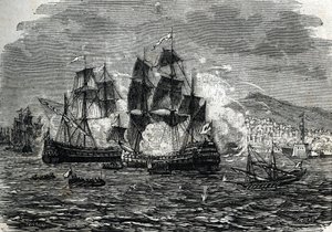 Die Bombardierung von Algier im August 1682 durch Abraham Duquesne (Gravur) 1864 von French School