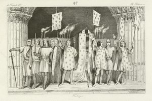 Das tote Kleinkind Johann I. wird zum König von Frankreich ausgerufen, 1316 von French School