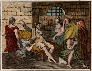 Der Tod des Sokrates, griechischer Philosoph (470?-399 v. Chr.) von French School