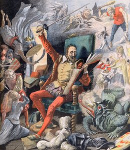 Der Traum von Don Quixote. Le Reve de Don Quixote (Miguel De Cervantes) - Illustration für Le petit Journal, 21. Mai 1905. von French School