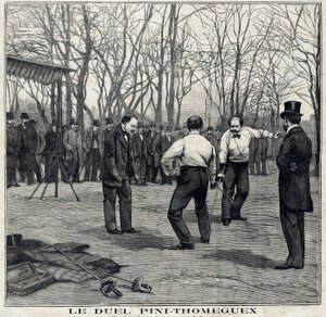 Das Duell der Fechtmeister Pini und Thomeguex im Parc de Saint Ouen (Saint-Ouen). In Le Petit Parisien am 28.03.1897 von French School