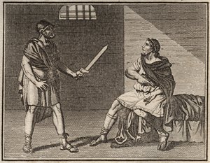 Der bedeutende General Marius, der vor Sulla flieht, wird in Minturnae gefangen genommen, aber niemand wagt es, ihn zu töten, nicht einmal ein ausländischer Sklave. von French School