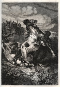 Die Hinrichtung von Brunhilda von Austrasien durch Chlothar II., 613 - Der Tod der Königin Brunhilda von Austrasien, einer westgotischen Prinzessin, verheiratet mit König Sigebert I. von Austrasien - Tod von Brunehaut (oder Brunehilde) auf Befehl von Clota von French School
