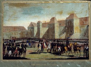 Der Abschied von Napoleon Bonaparte an die kaiserliche Garde im Hof von Cheval Blanc in Fontainebleau am 20.04.1814