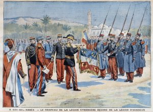 Die Fahne der Fremdenlegion dekoriert in Sidi-Bel-Abbes - in „Le Petit Parisien“ vom 29.04.1906 von French School
