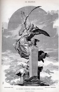 Die Ruhmeskrone Pierre Corneille - Zeichnung von Merwart für „die Fahne - berühmter Monitor der Liga der Patrioten“ - 1884 von French School