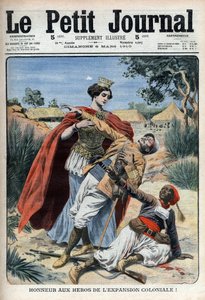 Die Helden des Kolonialismus (in Nordafrika) werden geehrt, allegorische Gravur „Le Petit Journal“, 6. März 1910 (Gravur)