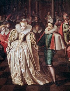 Das Ehepaar, Duc de Joyeuse und Margarete von Lothringen, Detail des Balls am 24. September von French School