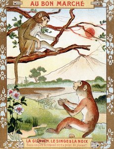 Der Affe und die Nuss (Fabel von La Fontaine) - Werbevignette du Bon Marché