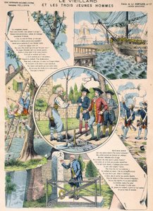 Der alte Mann und die drei jungen Männer - Fabeln von La Fontaine in Bildern von Epinal