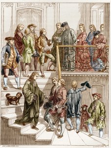 Die Philosophen des 18. Jahrhunderts auf der Treppe von Voltaire (Francois Marie Arouet dit) von French School
