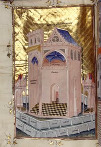Das Portikus des Allerheiligsten im Tempel von Salomo in Jerusalem Miniatur aus „Kommentare der Bibel“ von Nicholas von Lyra (13. Jahrhundert)