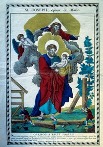 Das Gebet des Heiligen Joseph, Bräutigam von Maria. Gravur aus dem 19. Jahrhundert. Paris, Museum für Volkskunst und Traditionen