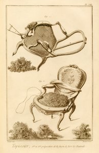 Der Prozess des Polsterns eines Stuhls, aus der Encyclopedie des Sciences et Metiers von Denis Diderot (1713-84) veröffentlicht ca. 1770 von French School