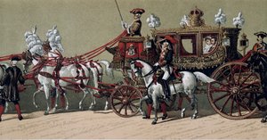 Der königliche Hochzeitszug bei der Hochzeit von König Alfons XII. von Spanien (1857-1885) und Marie Christine von Teschen (1858-1929) im Jahr 1879 (Gemälde) von French School