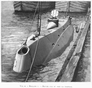 Das U-Boot Holland, Illustration aus Le Monde Illustré, Januar 1899 von French School