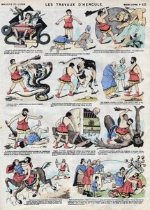 Die Werke des Herkules (Herakles). In der römischen und griechischen Mythologie ist Herkules ein Held: Noch als Kind erwürgt er zwei Schlangen mit bloßen Händen in seinem Bett und stellt seine Stärke in den Dienst der Unglücklichen, besiegt den Löwen von N