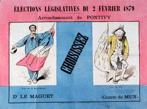 Dritte Republik: Plakat für die Parlamentswahlen vom 2. Februar 1879 in der Gemeinde Pontivy (Morbihan) von French School