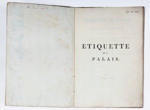 Titelseite der Etiquette du Palais, Lucca, 1805 von French School
