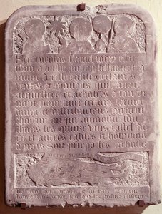 Grabstein von Nicolas Flamel, ursprünglich aus der Kirche Saint-Jacques-de-la-Boucherie, 1418