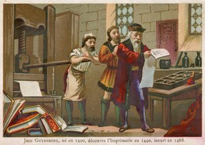 Handelskarte, die Johann Gutenberg darstellt