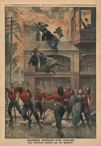 Tragisches Feuer in einer Werkstatt in Newark, New Jersey, Illustration aus 