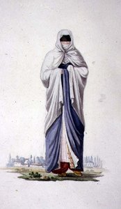 Türkische Frau aus Smirna, wahrscheinlich von Cousinery, osmanische Periode, drittes Viertel des 18. Jahrhunderts