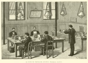 Ein Posten des Mehrfachdrucktelegraphen Baudot von French School