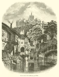 Eine Straße in der Stadt Meißen an der Elbe von French School