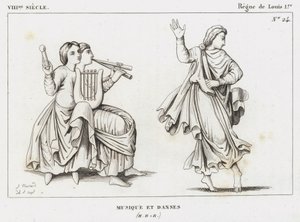 8. Jahrhundert, Herrschaft von Ludwig I., Musik und Tänze (Gravur)