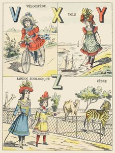 V X Y Z: Velociped, Yole, Zoologischer Garten, Zebra von French School