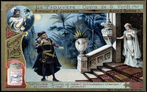 Verdis Trouvère: Akt I Szene 3 - Liebig Chromolithographie, ca. 1900 von French School