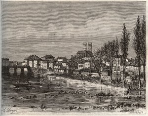 Verdun - Morbihan in der Bretagne - Gravur in „La France illustree: geographie, histoire, administration statistique“ von V.A. Malt-Brown. 1884