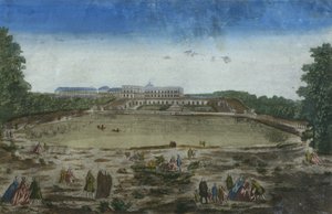 Ansicht des Schlosses und der Orangerie vom Piece d