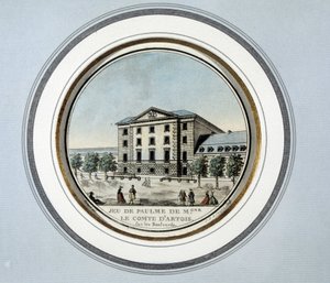 Ansicht des Jeu de Paume von Monsignore dem Grafen von Artois - Lithographie von French School
