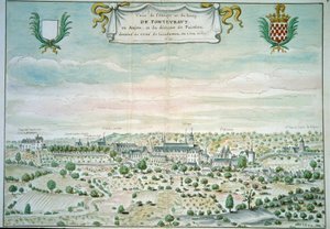 Ansicht der Abtei von Fontevrault (Fontevraud) in Maine und Loire von French School