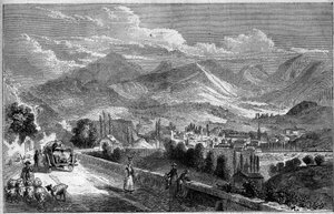 Blick auf die Stadt Chambéry, von der Straße nach Aix aus gesehen. Savoie (73)