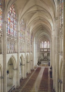 Ansicht des Kirchenschiffs und des Chors, erbaut 1314-15. Jahrhundert von French School
