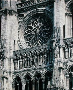 Ansicht des Rosenfensters an der Westfassade, 1225-30